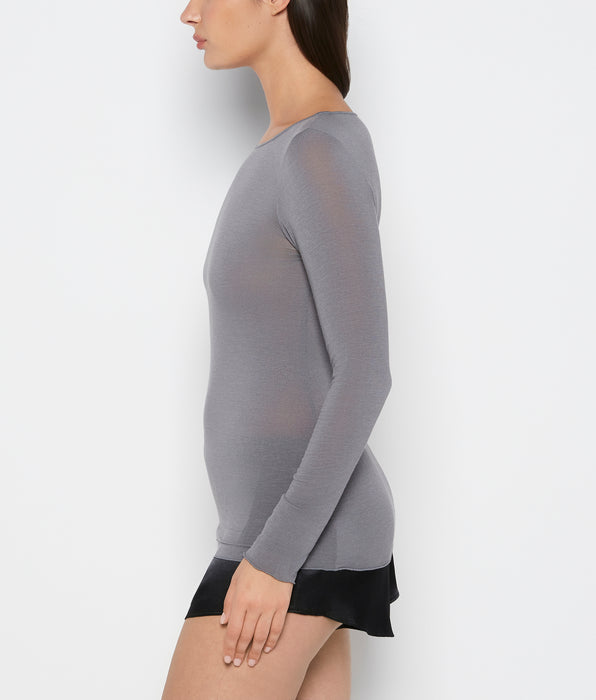 La Senza Long Sleeve Modal/Cashmere in Heather Grey
