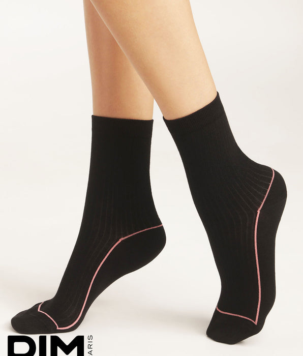 La Senza Cotton Sports Crew Sock in Black