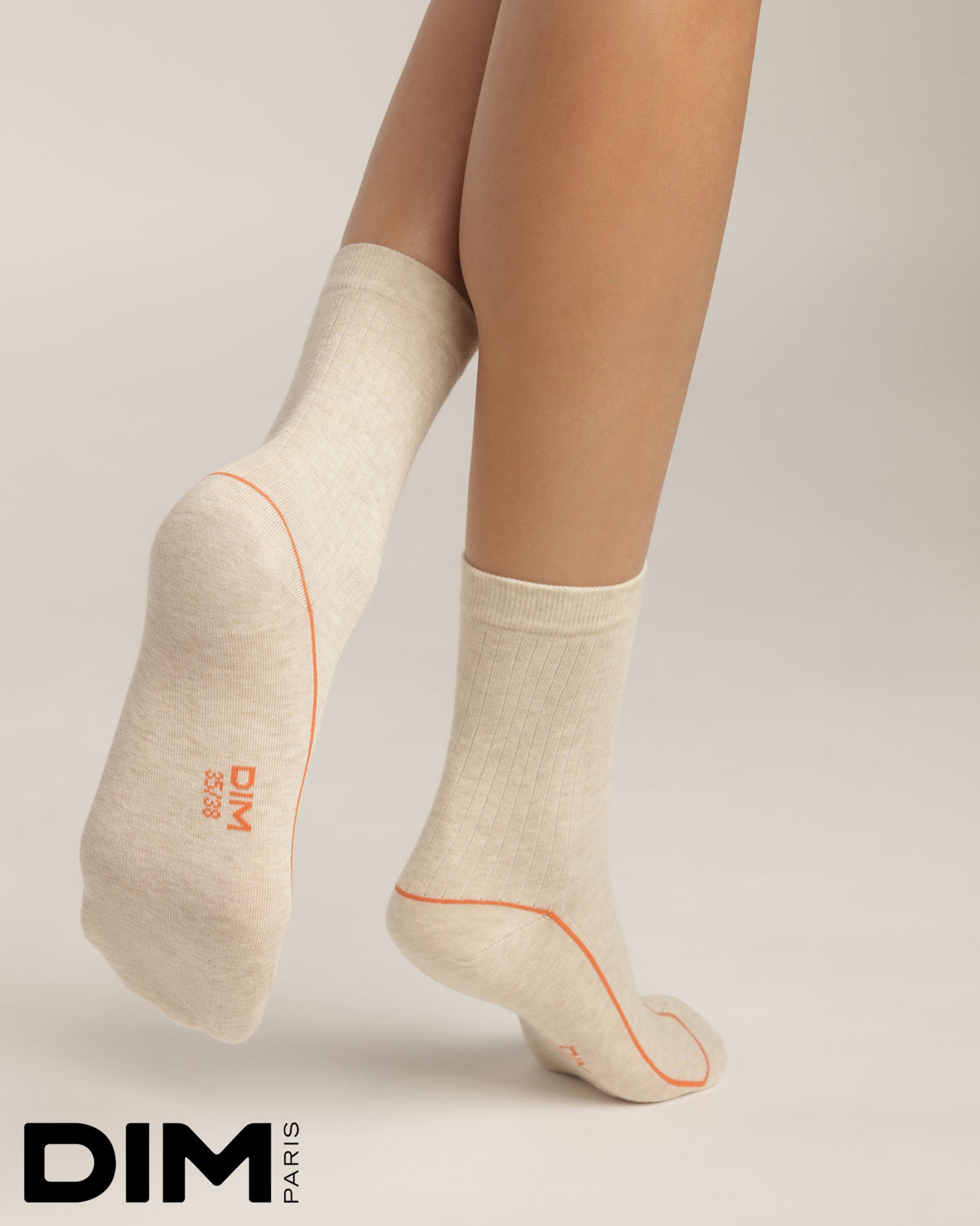 Cotton Sports Crew Sock in Soft Cream