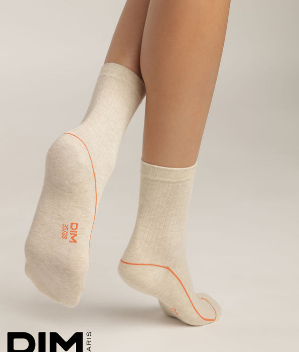 La Senza Cotton Sports Crew Sock in Soft Cream