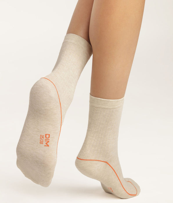 La Senza Cotton Sports Crew Sock in Soft Cream