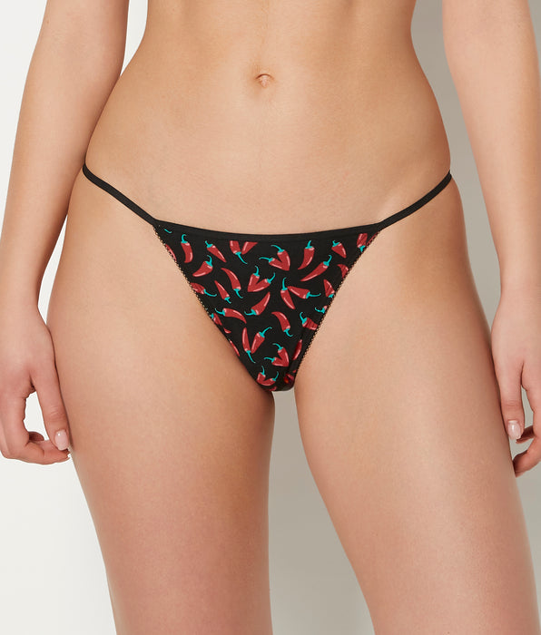 La Senza G-String Cotton Panty and Picot Trim in Hot Chili Peppers