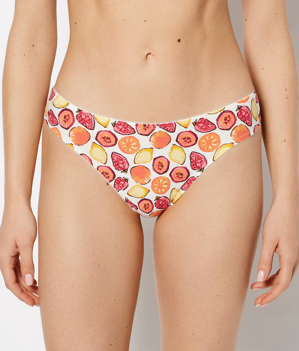 La Senza Thong Cotton Panty and Picot Trim in Tropical Fruit