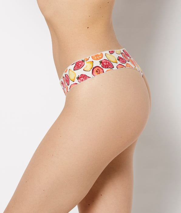 La Senza Thong Cotton Panty and Picot Trim in Tropical Fruit