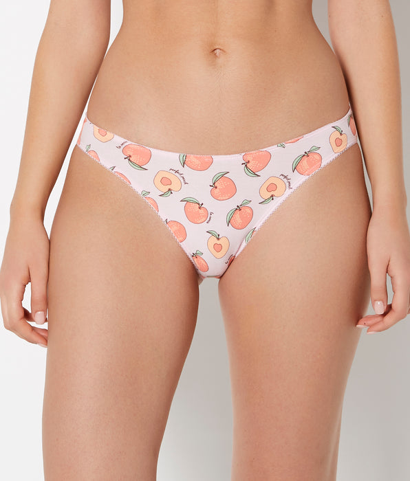 La Senza Mini Cheeky Cotton Panty and Picot Trim in Perfect Peach