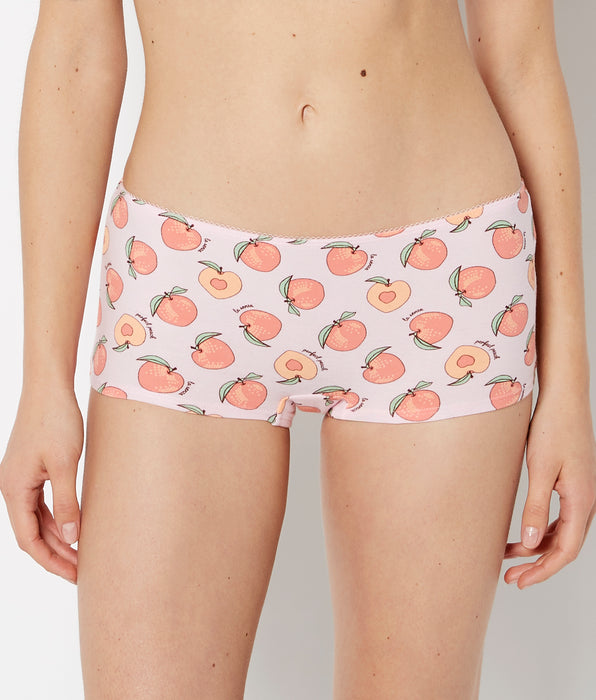 La Senza Boyshort Cotton Panty and Picot Trim in Perfect Peach