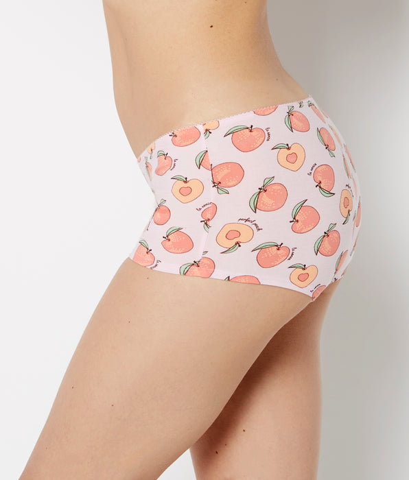 La Senza Boyshort Cotton Panty and Picot Trim in Perfect Peach