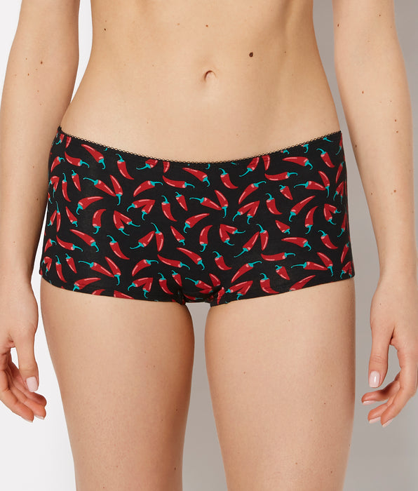 La Senza Boyshort Cotton Panty and Picot Trim in Hot Chili Peppers