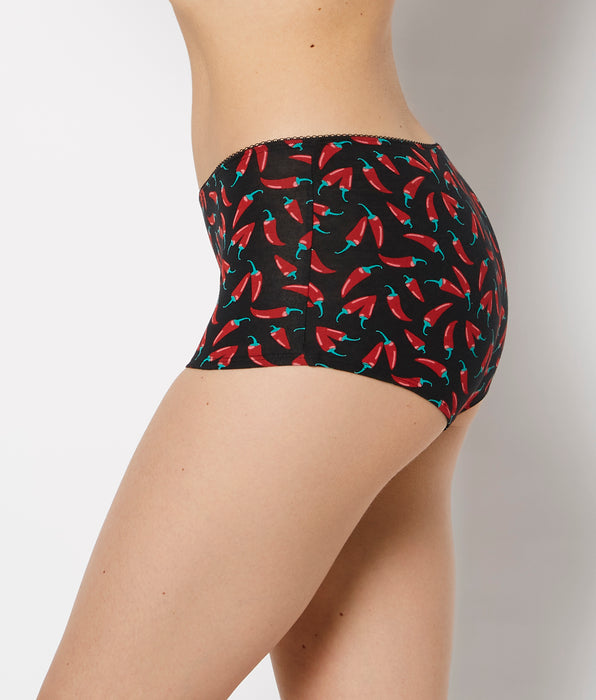 La Senza Boyshort Cotton Panty and Picot Trim in Hot Chili Peppers
