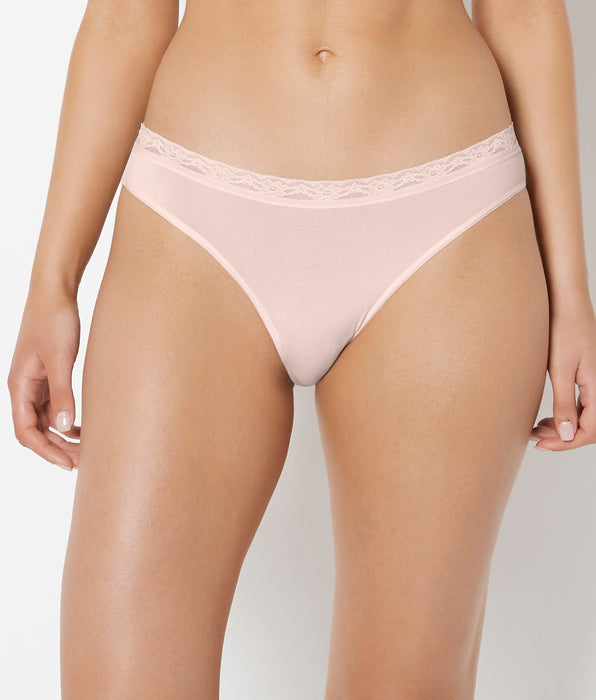 La Senza Ultrasoft Modal Bikini Panty with Lace Trim in Pearl Blush