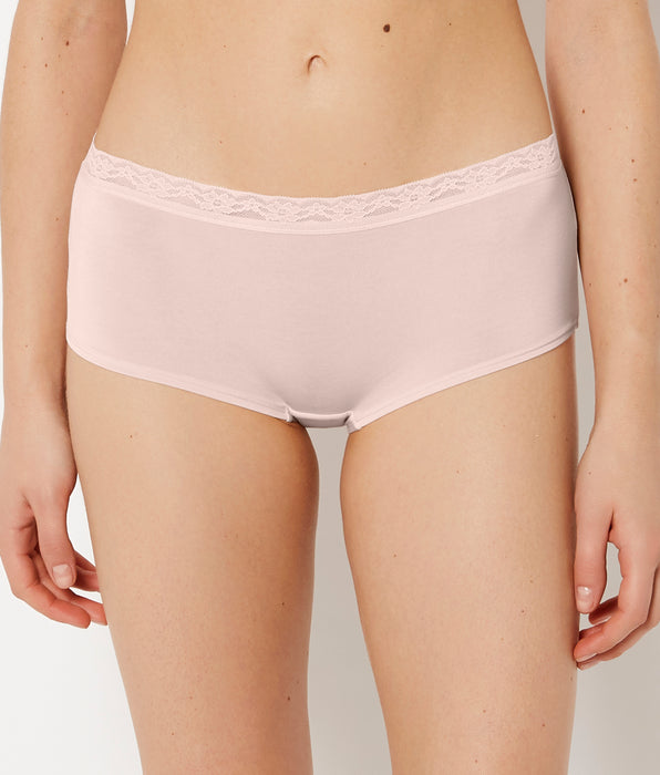 La Senza Ultrasoft Modal Boyshort Panty with Lace Trim In Pearl Blush