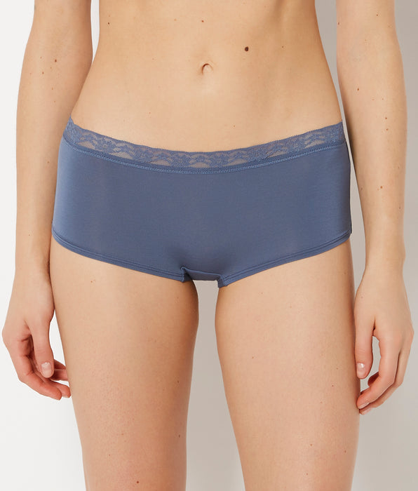 La Senza Ultrasoft Modal Boyshort Panty with Lace Trim In Vintage Indigo