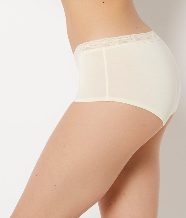 La Senza Ultrasoft Modal Boyshort Panty with Lace Trim in Lemon Icing
