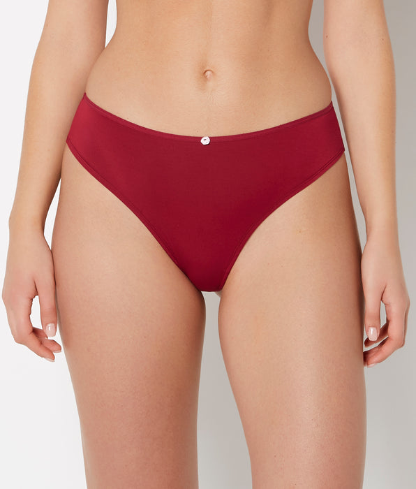 La Senza Ultrasoft Modal High Waist Thong Panty with Rosette Detail in Plum Rose
