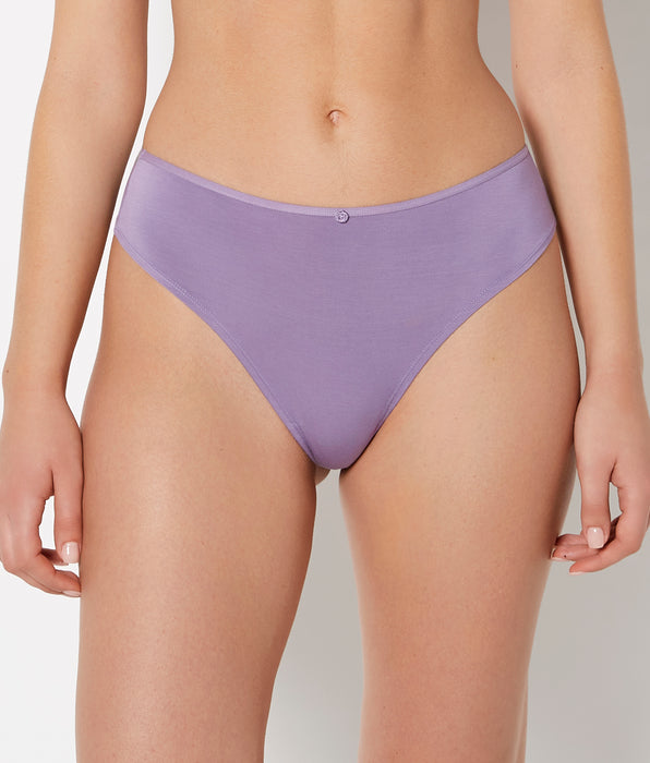 La Senza Ultrasoft Modal High Waist Thong Panty with Rosette Detail in Purple Haze
