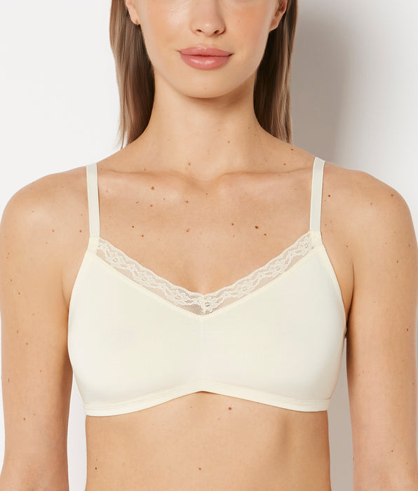 La Senza Modal Bralette with Beloved Lace Trim in Lemon Icing