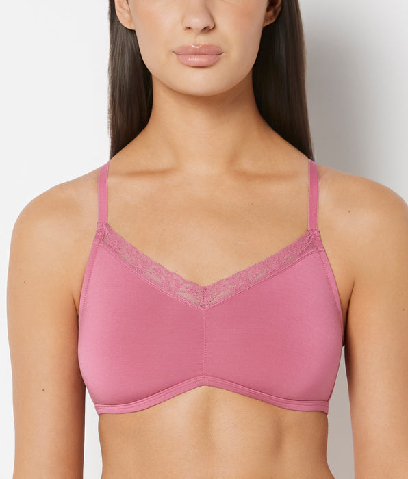 La Senza Modal Bralette with Beloved Lace Trim In Red Violet