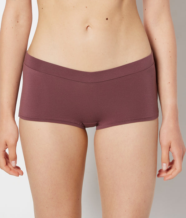 La Senza Boyshort Wide Waist Cotton Panty in Plum Wine