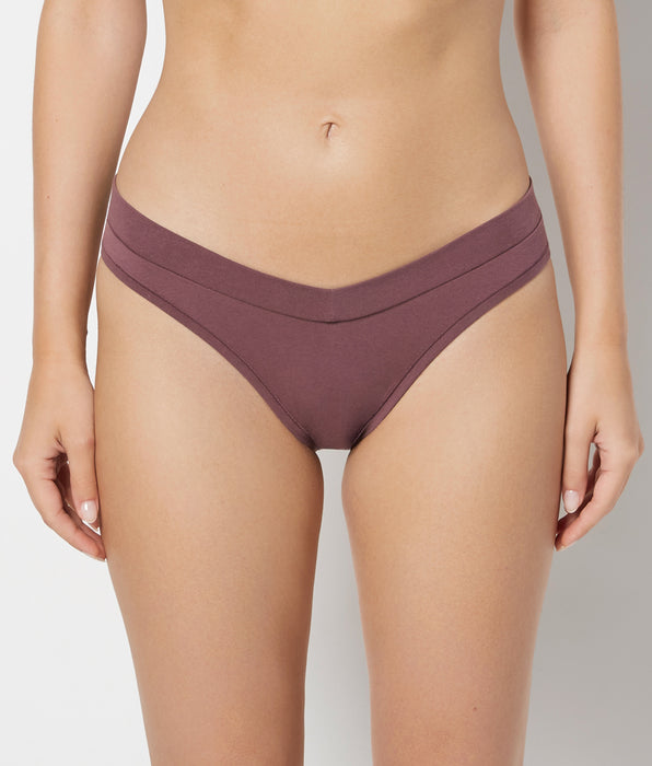 La Senza Bikini Wide Waist Cotton Panty in Plum Wine