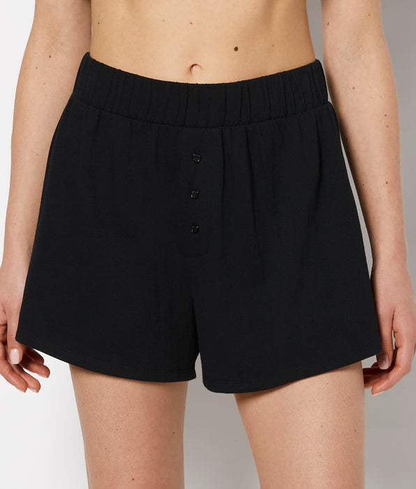 La Senza Casual Sleep Textured Knit Boxer Short in Tuxedo Black