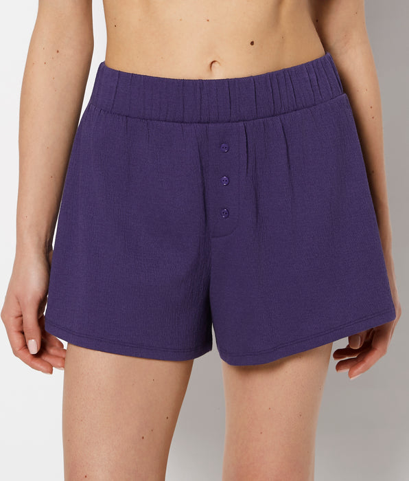 La Senza Casual Sleep Textured Knit Boxer Short in Mulberry Purple