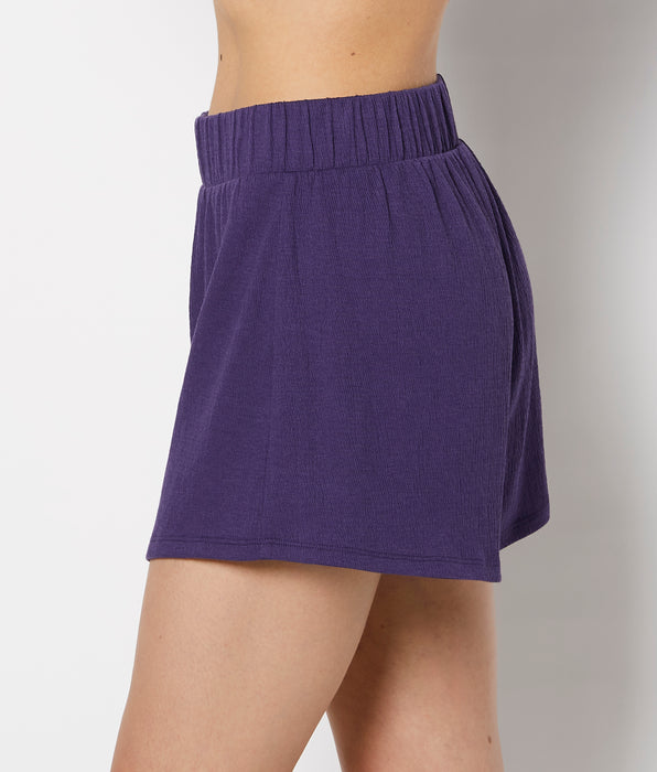 La Senza Casual Sleep Textured Knit Boxer Short in Mulberry Purple