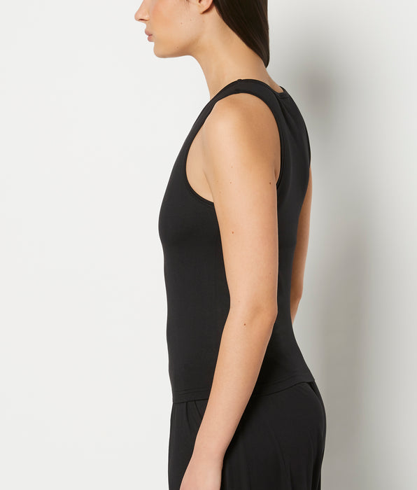 La Senza Casual Sleep Jersey High Neck Tank in Tuxedo Black