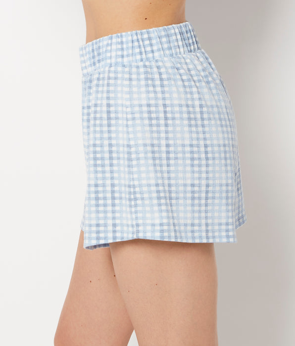 La Senza Casual Sleep Textured Knit Boxer Short in Breezy Gingham