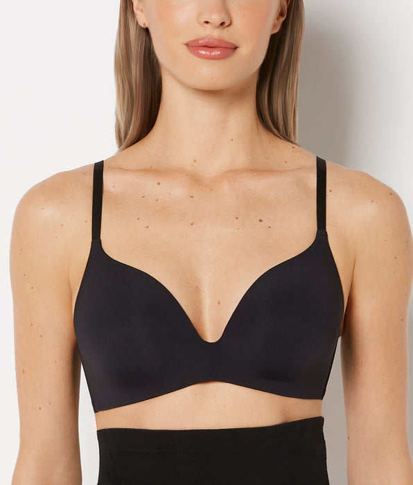 La Senza Full Coverage Wireless Push Up Bra in Tuxedo Black