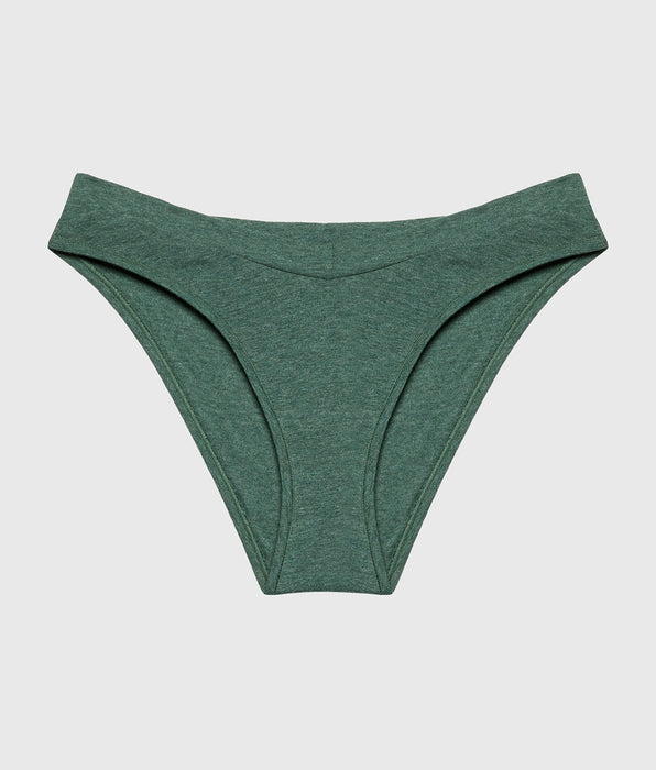 La Senza Bikini Wide Waist Cotton Panty in Jungle Green Heather