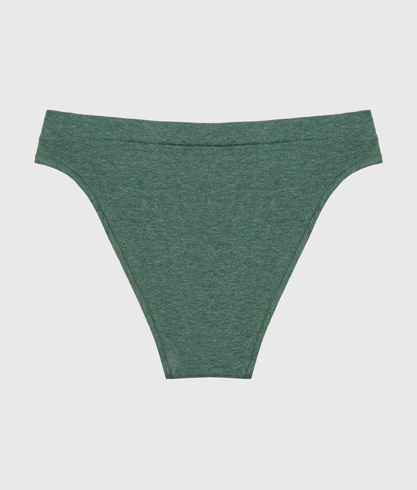 La Senza Bikini Wide Waist Cotton Panty in Jungle Green Heather