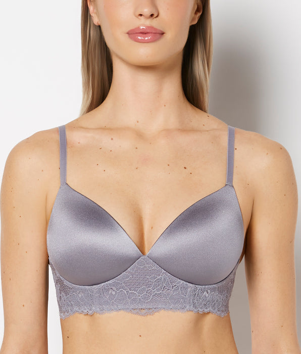 La Senza Lightly Lined Wireless Bra with Charmed Lace Wing in Quicksilver