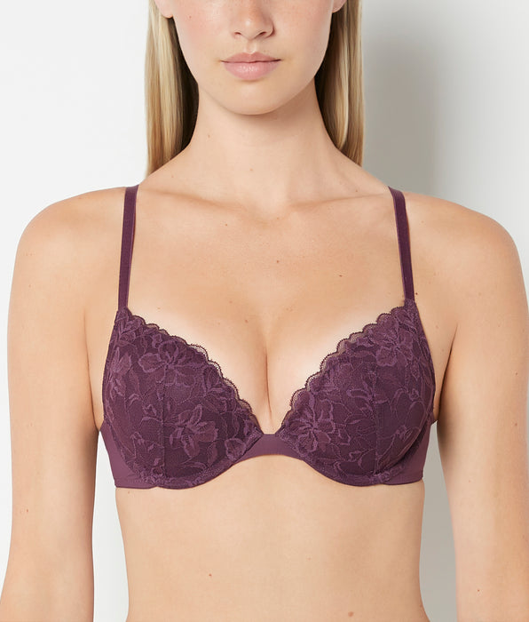 La Senza Push Up Bra with Poetic Lace in Blackberry Wine