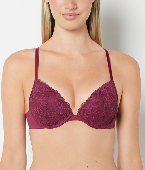 La Senza Push Up Bra with Poetic Lace in Magenta Purple