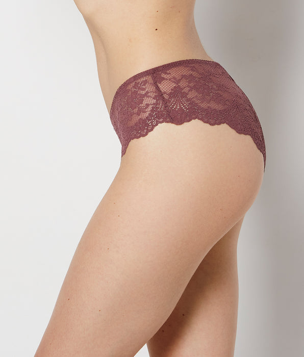 La Senza Diva Cheeky Panty with Timeless Lace in Plum Wine