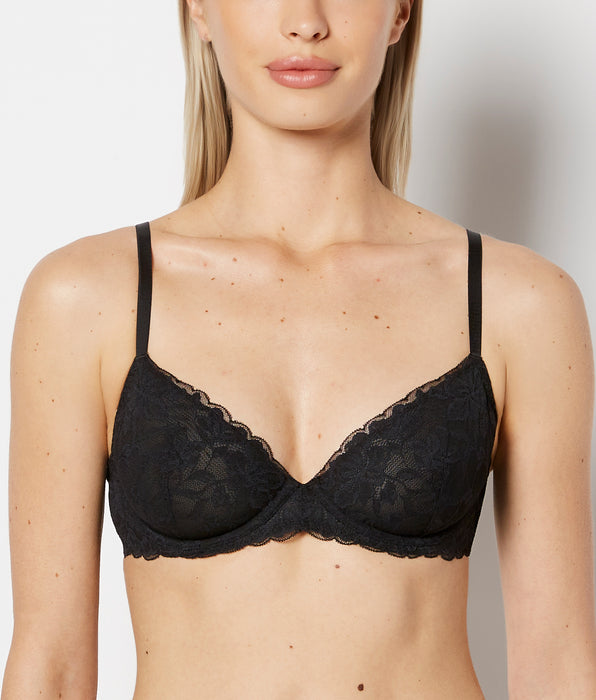 La Senza Unlined Demi Bra in Poetic Lace in Tuxedo Black