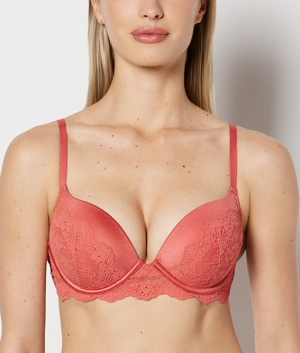 La Senza Up 2 Cup Plunge Bra with Timeless Lace Up Detail in Faded Rose