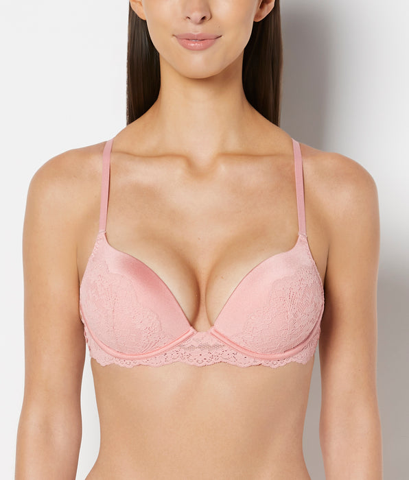 La Senza Up 2 Cup Plunge Bra with Timeless Lace Up Detail in Rose Elegance