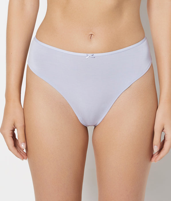 La Senza Ultrasoft High Waist Thong Panty with Bow Detail in Cosmic Sky