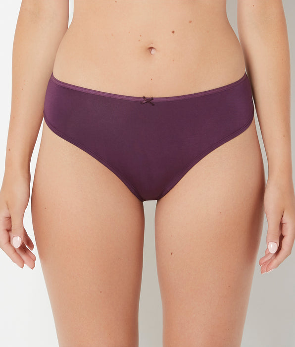La Senza Ultrasoft High Waist Thong Panty with Bow Detail in Blackberry Wine