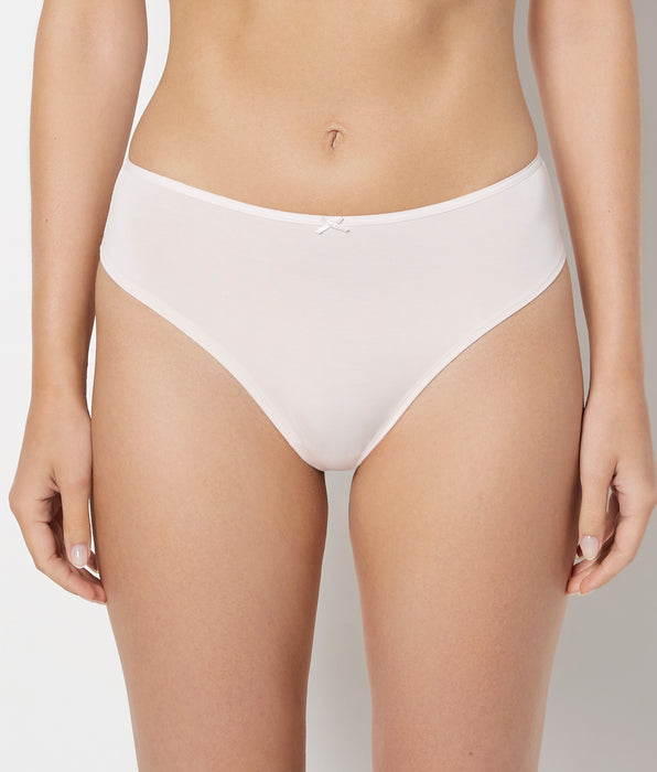 La Senza Ultrasoft High Waist Thong Panty with Bow Detail in Crystal Pink