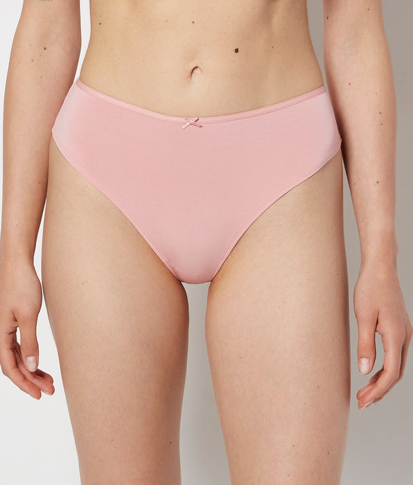 La Senza Ultrasoft High Waist Thong Panty with Bow Detail in Rose Elegance