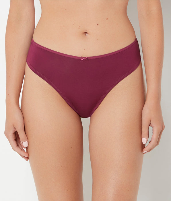 La Senza Ultrasoft High Waist Thong Panty with Bow Detail in Magenta Purple