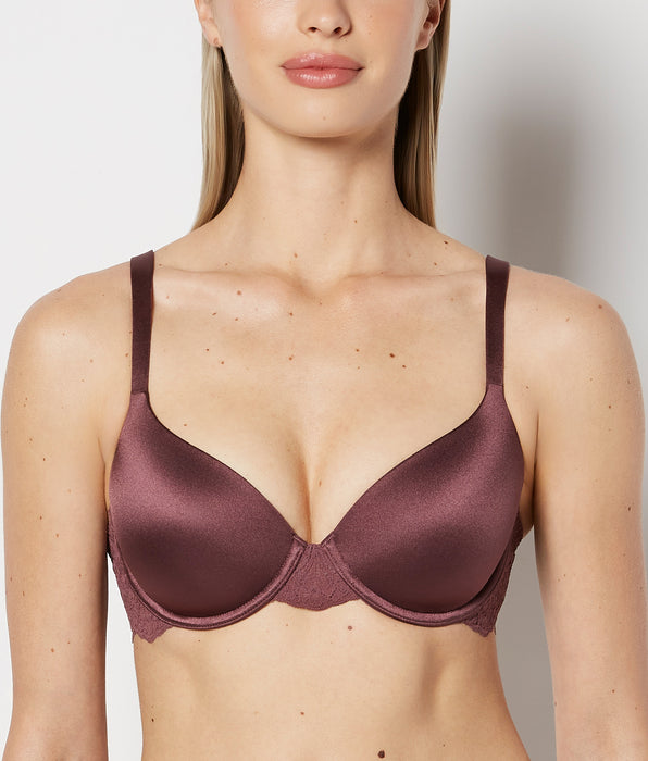 La Senza Lightly Lined Full Coverage Bra with Timeless Lace Wing in Plum Wine