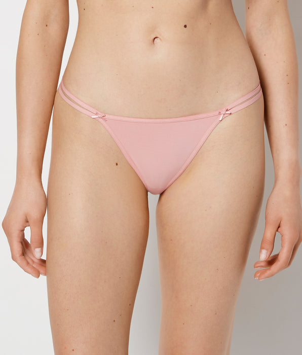 La Senza Ultrasoft String Side Thong Panty with Bow Detail in Rose Elegance