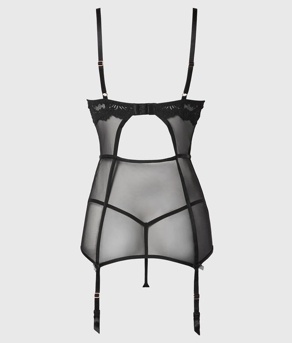 La Senza Designer Collection Unlined Merrywidow in Timeless Lace in Tuxedo Black
