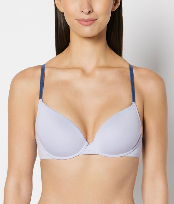 La Senza Lightly Lined Cotton Demi Bra with Piping in Blue