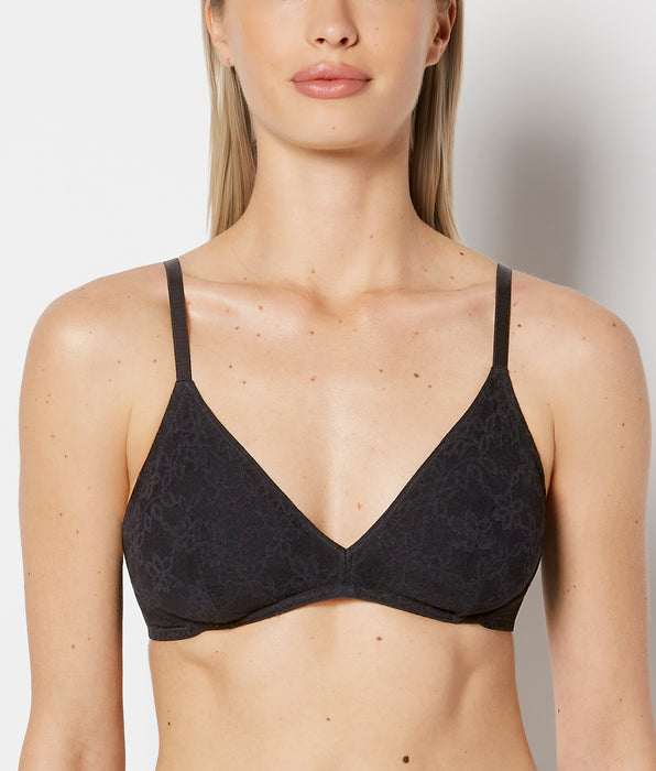 La Senza Unlined Bralette in Ultra Lace with Faux Wire in Tuxedo Black