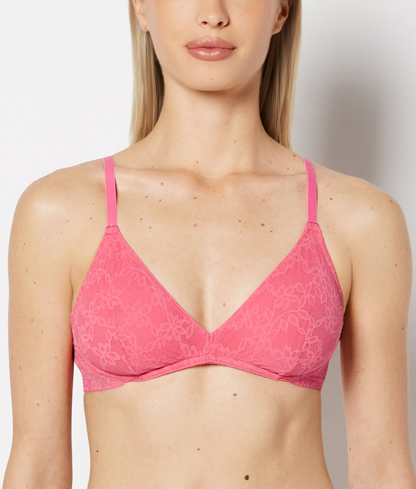 La Senza Unlined Bralette in Ultra Lace with Faux Wire in Pink Flambe