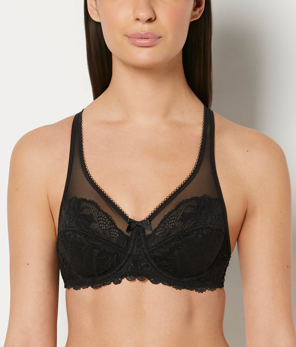 La Senza Generous Essential Lace Full Cup Bra in Tuxedo Black